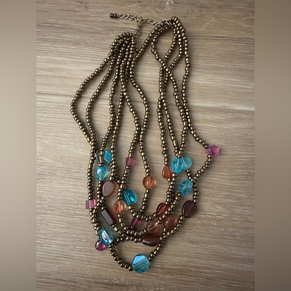 Vintage Boho Glass Bead Necklace